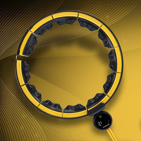 Hula hop z magnesami HMS HHM21 z wypustkami TPE i obciążnikiem licznik żółto-czarne