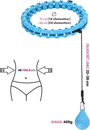 Hula hop z wypustkami i obciążnikiem HMS HHW01 niebieskie