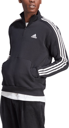 Bluza męska adidas Essentials Fleece 3-Stripes 1/4-Zip czarna HZ6235