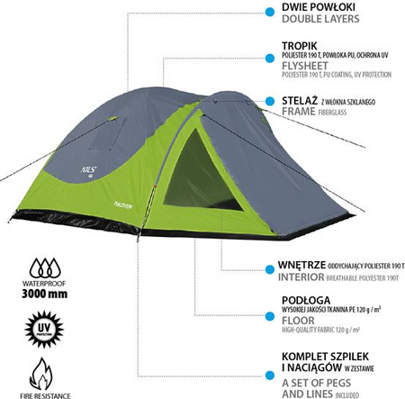 Namiot kempingowy discovery Nils camp nc6006 zielono-szary