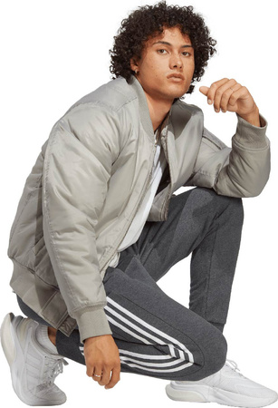 Spodnie męskie adidas Essentials French Terry Tapered Cuff 3-Stripes szare IC9408