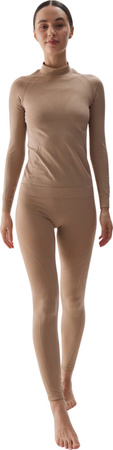 Bielizna termoaktywna termiczna bezszwowa legginsy spodnie damska 4F F157 jasny brąz 4FWAW24USEAF157 82S