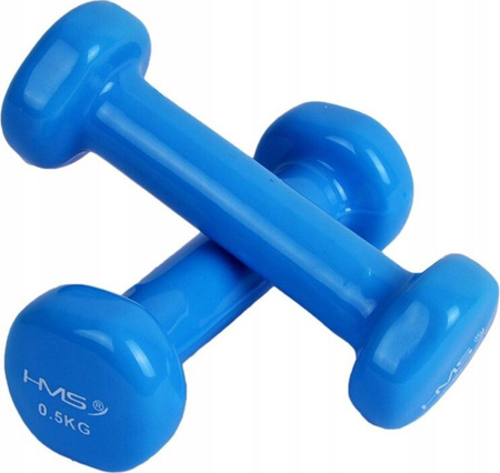 Ciężarek żeliwny hantla do ćwiczeń fitness pokryty winylem HMS 17023 0.5 kg