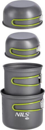 Zestaw menażki turystyczna 2 patelnie 2 garnki Nils camp rozmiar XL