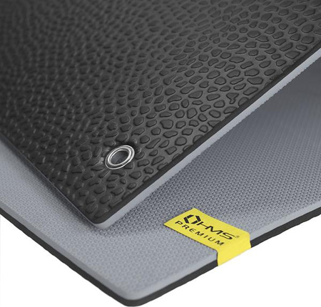 Mata do ćwiczeń fitness z otworami HMS premium MFK03 180x60x1,5 cm szaro-czarna