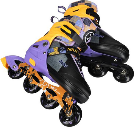 Łyżworolki rolki regulowane Nils Extreme Twist NA13810 rozmiar L (39-42) żółto-fioletowe
