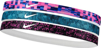 Opaski na głowę Nike Printed 3 szt. różowa, niebieska, czarna N0002560608OS