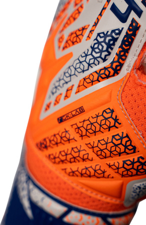 Rękawice bramkarskie Reusch Attrakt Solid Junior biało-pomarańczowo-niebieskie 5572516 2500