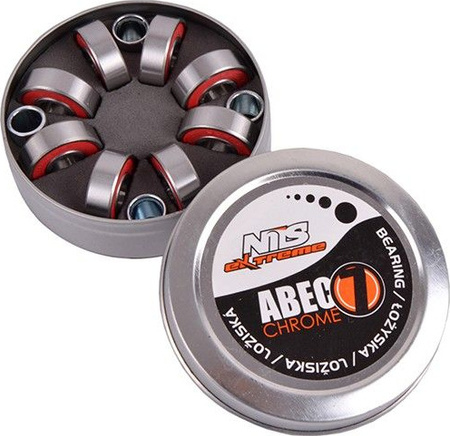 Łożyska ABEC-7 RS chrome Nils Extreme opakowanie metalowe 8 sztuk