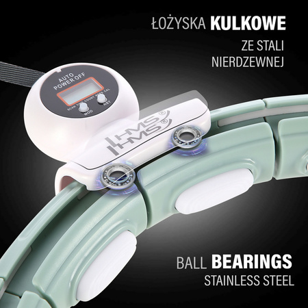 Zestaw hula hop magnetyczny z licznikiem HMS hhm15 zielone pas wyszczuplający br163 czerwony