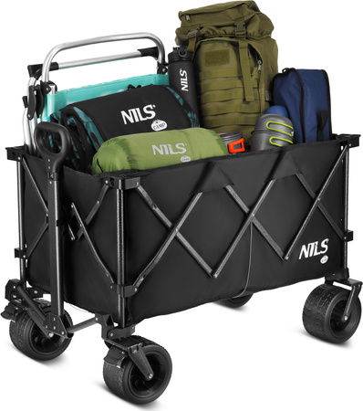 Wózek turystyczny transportowy plażowy XXL do 100kg Nils Camp NC2604 czarny 180 l