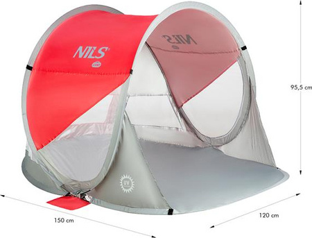 Namiot plażowy samorozkładający Nils Camp NC3142 czerwono-szary