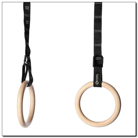 Drewniane kółka gimnastyczne z miarką karabińczyk HMS PREMIUM TX08