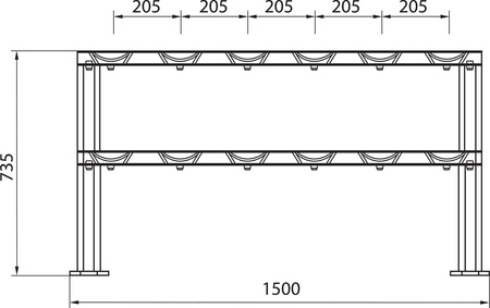 STR48 STOJAK NA HANTLE DWURZĘDOWY 6 PAR COMMERCIAL HMS