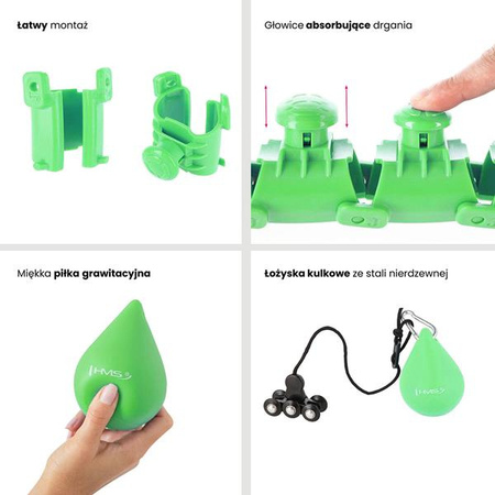 Zestaw hula hop z wypustkami i obciążnikiem HMS hhw01 zielone pas wyszczuplający br163 czerwony