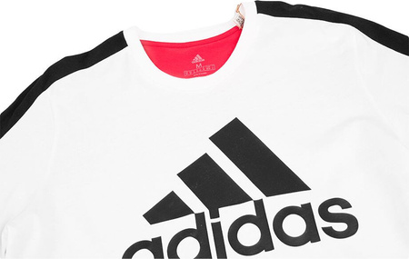 Koszulka męska adidas Essentials Colorblock Single Jersey Tee biało-czerwona HE4330