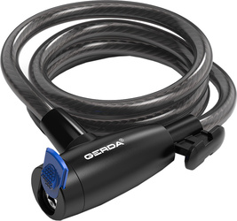 Zapięcie rowerowe Gerda linka, korpus okrągły, osłona klucza czarna Flex 1500/10T