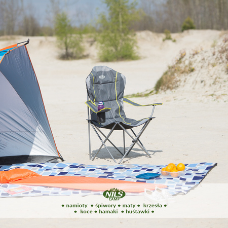Krzesło fotel turystyczny składany Nils Camp NC3080 ciemnoszary 95x110x50cm
