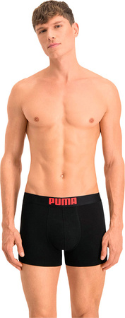 Bokserki męskie Puma Placed Logo Boxer 2P czerwone, czarne 906519 07