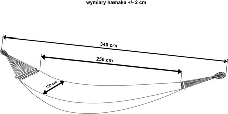 Hamak ogrodowy 2 osobowy luxe xxl 250x150cm z drążkiem brązowy