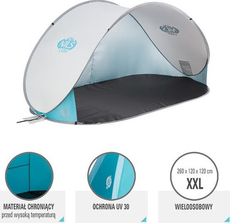 Namiot plażowy samorozkładający Nils Camp NC3174 jasny szary