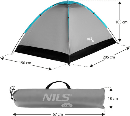 Namiot dwuosobowy kempingowy wodoodporny Nils Camp