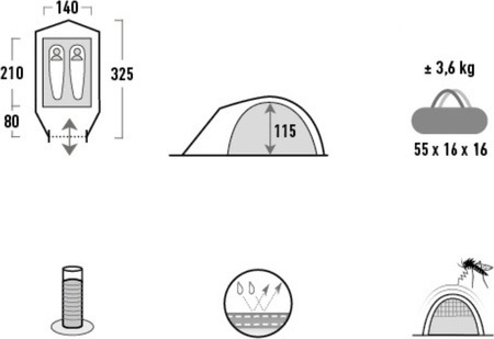 Namiot turystyczny High Peak Nevada 2.1 zielony 10350