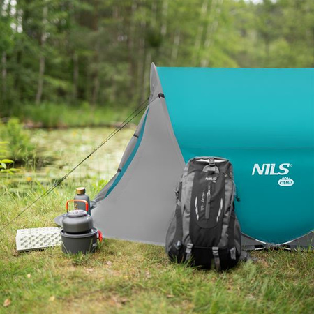 Namiot kempingowy turystyczny samorozkładający Nils camp NC3743 szaro-turkusowy 220x120x95cm