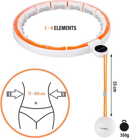 Zestaw Hula hop magnetyczny z licznikiem pas wyszczuplający HMS 71 - 106 cm