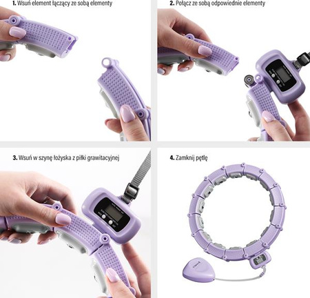 Hula hop z magnesami obciążnikiem licznikiem fioletowy HMS HHM14