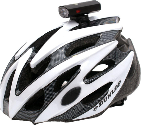 Lampka światło rowerowe 2w1 ładowanie usb uchwyt do mocowania na kasku Dunlop