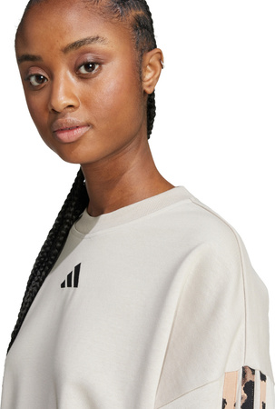 Bluza damska adidas Animal Print 3-Stripes French Terry Sweatshirt kremowa JM1836