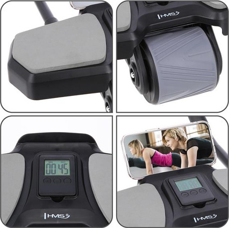 Automatyczne koło do ćwiczeń mięśni brzucha z podparciem kółko ABS KA10 czarne