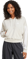 Bluza damska adidas Essentials 3-Stripes French Terry Quarter-Zip Hoodie beżowa JN1958