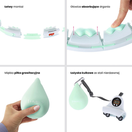 Hula hop z wypustkami i obciążnikiem licznik HMS hhw06 zielone