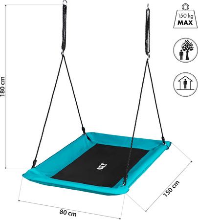 Bocianie gniazdo huśtawka Nils Camp NB5043 turkusowe 150 × 80 cm