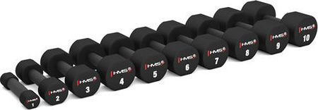 ZESTAW HANTLI POLIURETANOWYCH HPT 2 x 1 - 10 KG (110 KG) + STOJAK STR37 HMS