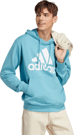 Bluza męska adidas Essentials French Terry Big Logo Hoodie błękitna IC9367