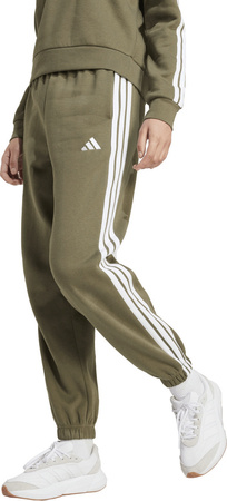 Spodnie damskie adidas Essentials 3-Stripes Fleece Loose-Fit oliwkowe JX7698