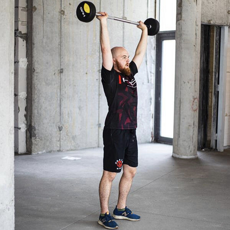 Sztanga gryf stały gumowany prosty HMS 30 kg długość 122 cm