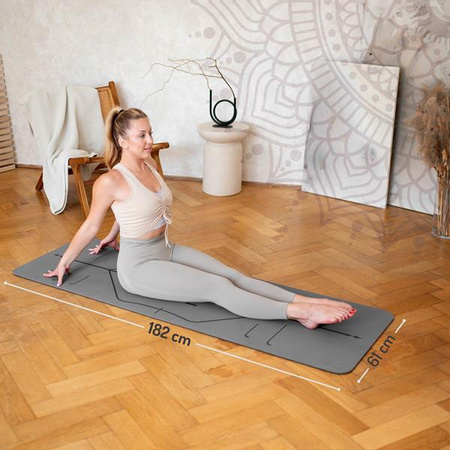 Mata do ćwiczeń jogi yogi fitness TPE HMS YM10 szara 182x61x0.8 cm