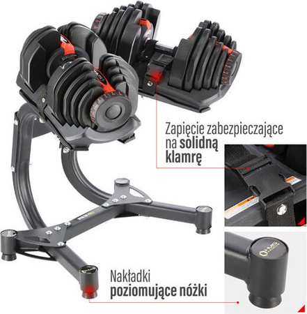 Zestaw stojak hantle powlekane gumowane regulowane HMS