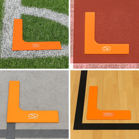 Znaczniki płaskie pachołki na parkiet narożniki SMJ sport 4 sztuki pomarańczowe 25x25cm