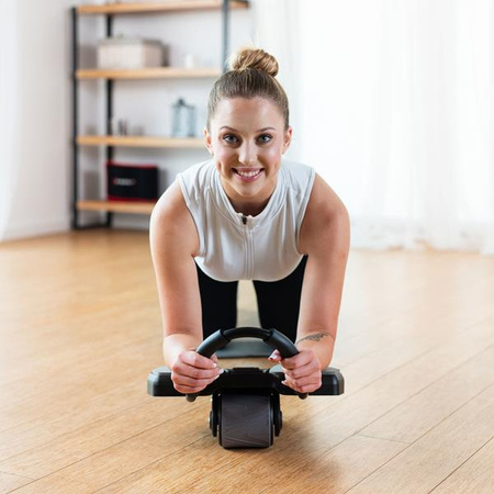 Automatyczne koło do ćwiczeń mięśni brzucha z podparciem kółko ABS KA10 czarne