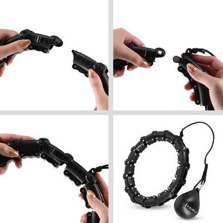 Hula hop black z wypustkami i obciążnikiem HMS hhw11 plus size