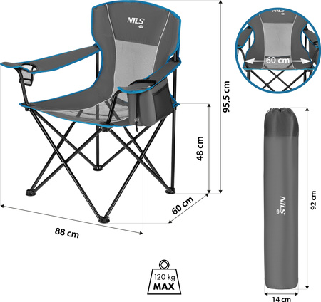 Krzesło fotel turystyczne plażowe składane Nils Camp NC3706