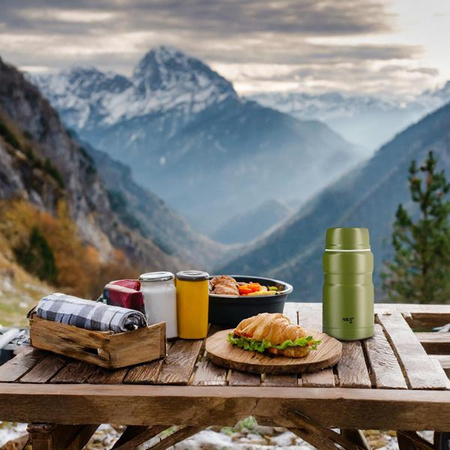 Termos turystyczny obiadowy z łyżką Nils camp NCT02 stal nierdzewna zielony 750ml