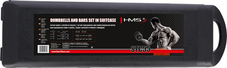 Sztangielki/sztanga prosta i łamana w walizce chrom HMS STC55 55KG
