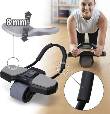 Automatyczne koło do ćwiczeń mięśni brzucha z podparciem kółko ABS KA10 czarne