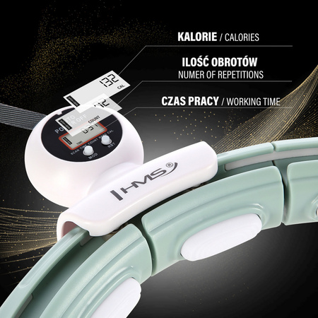 Zestaw hula hop magnetyczny z licznikiem HMS hhm15 zielone pas wyszczuplający br163 czerwony